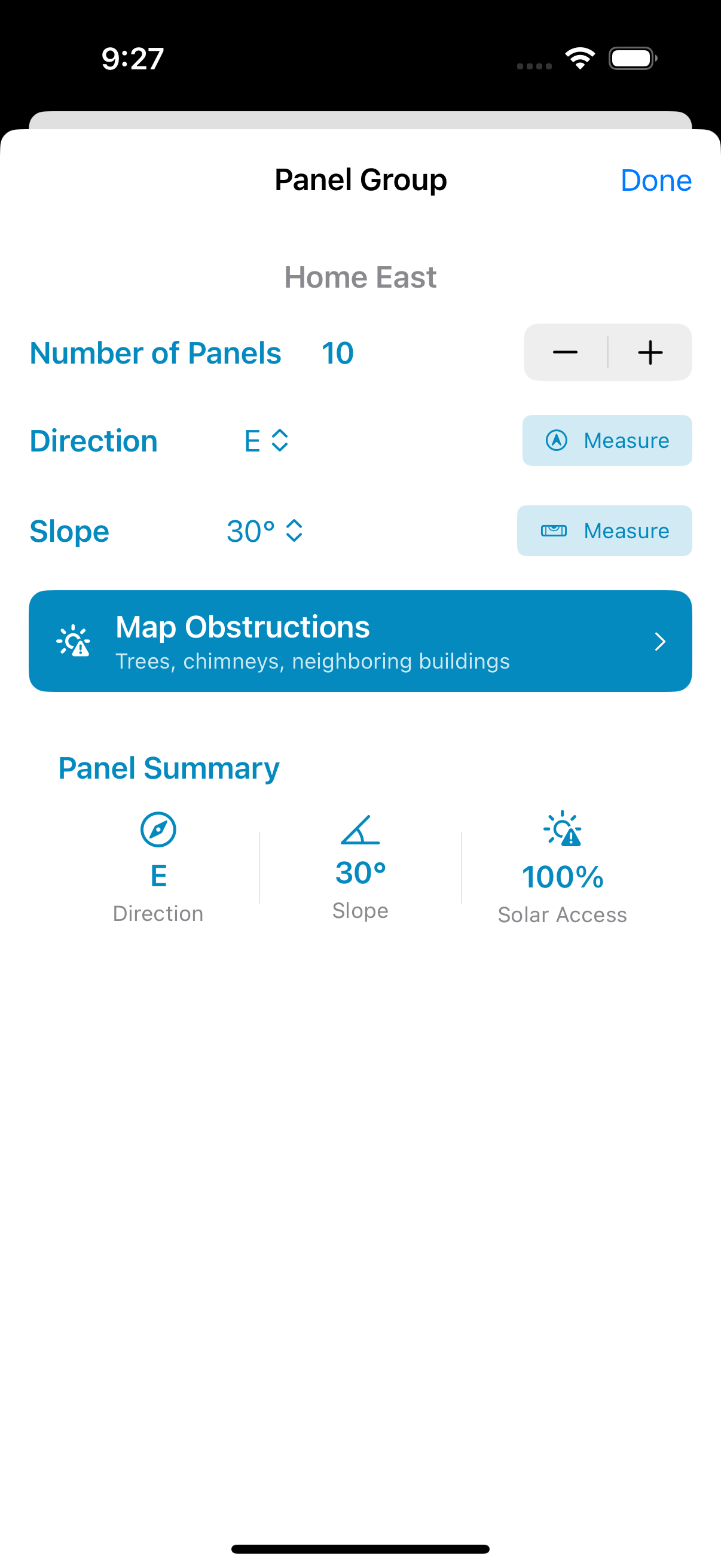 Panel group screen